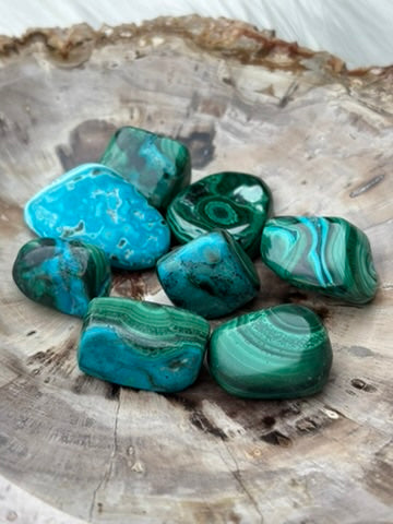 Malachite Chrysocolla - tumble - Congo