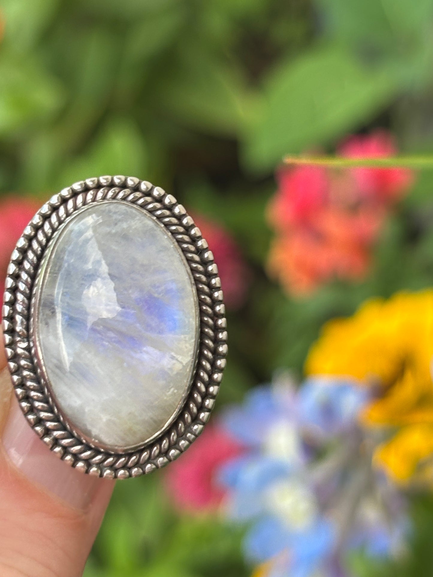 Rainbow Moonstone Ring size 7
