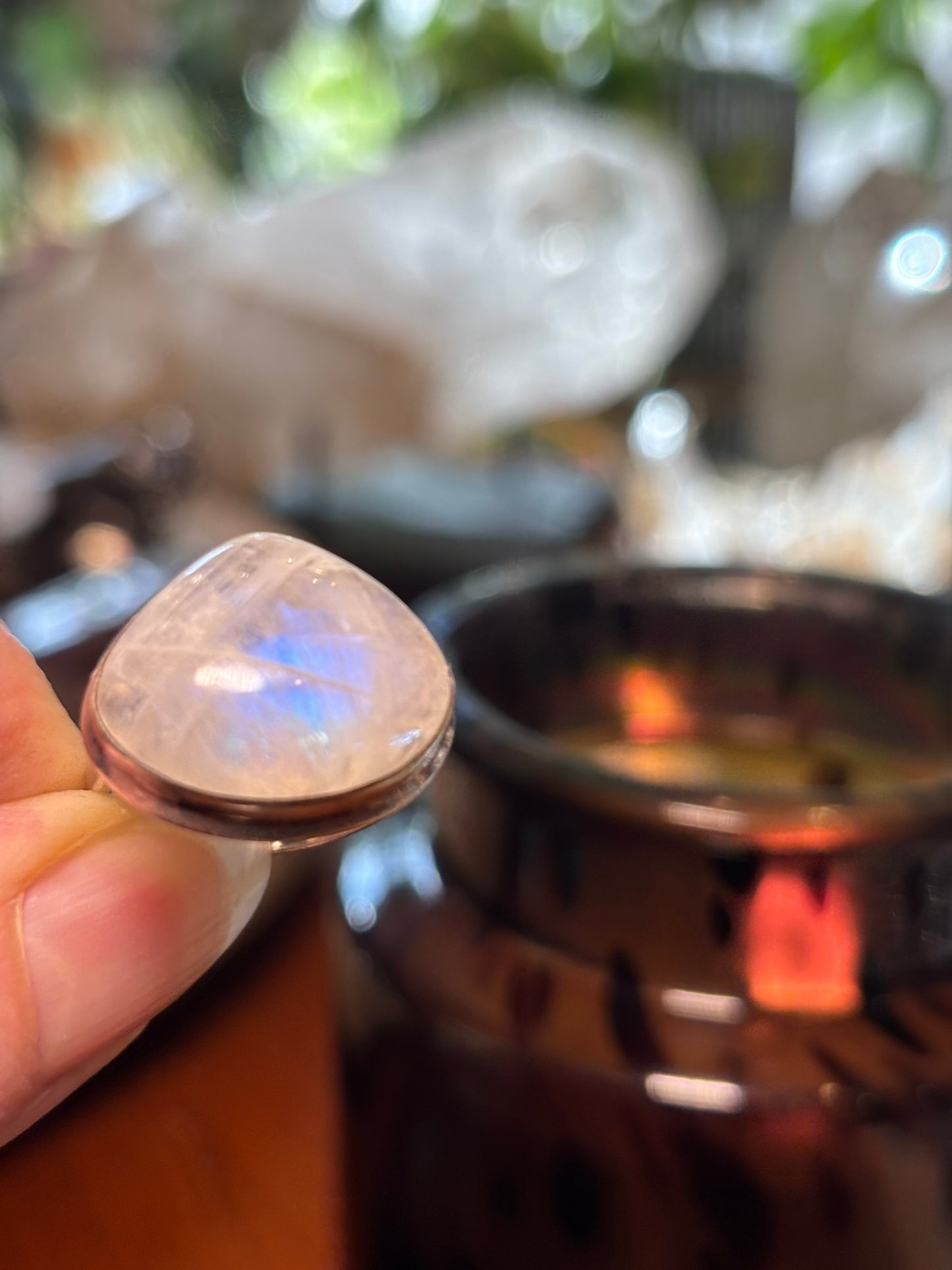 Rainbow Moonstone Ring size 6