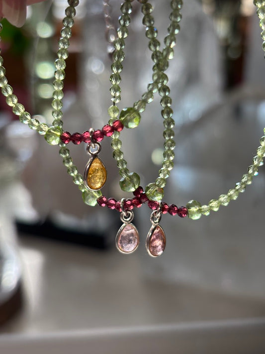 Solar Heart - Peridot, Rhodolite Garnet and Tourmaline