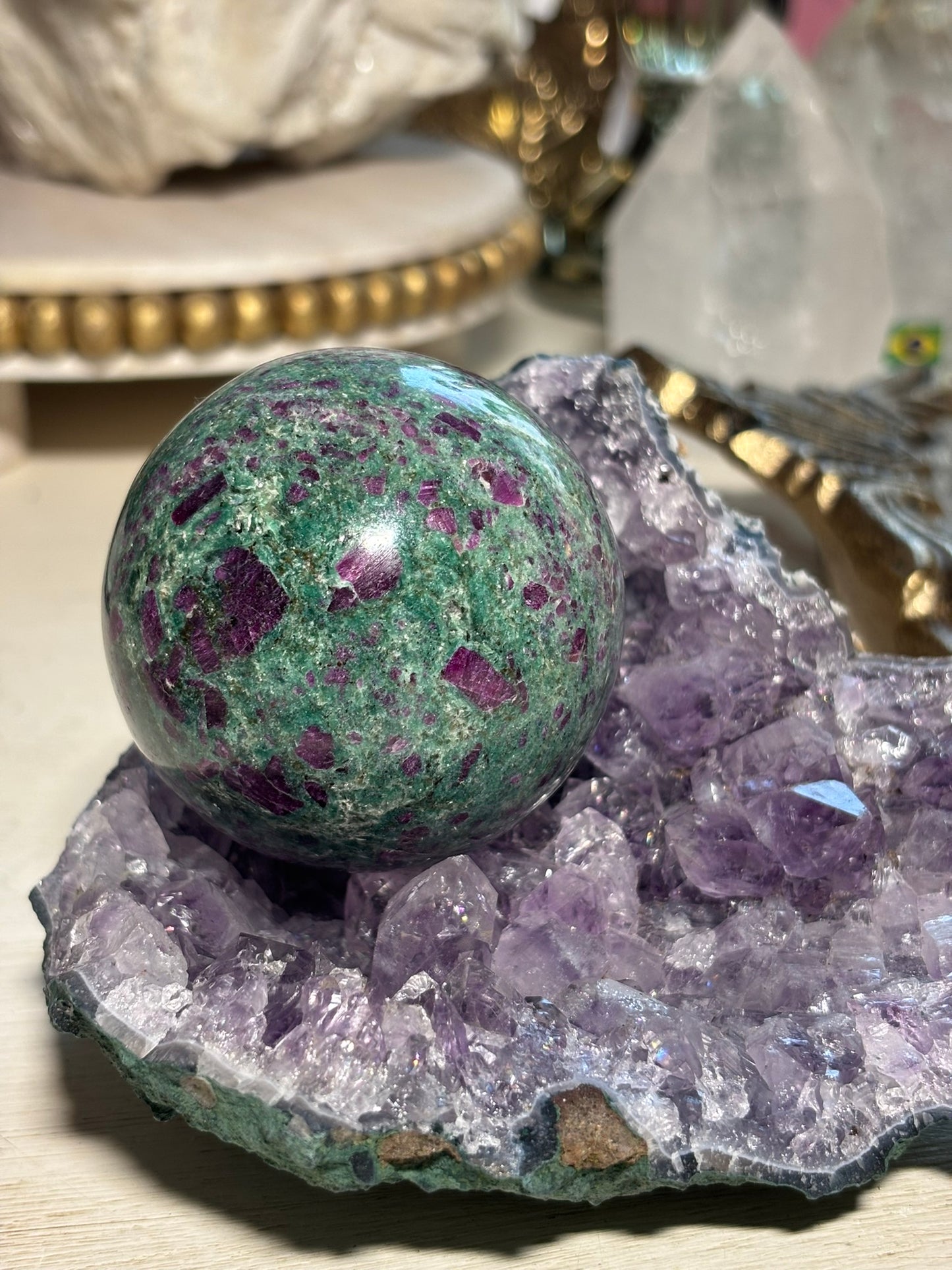 Ruby Fuchsite Sphere - India