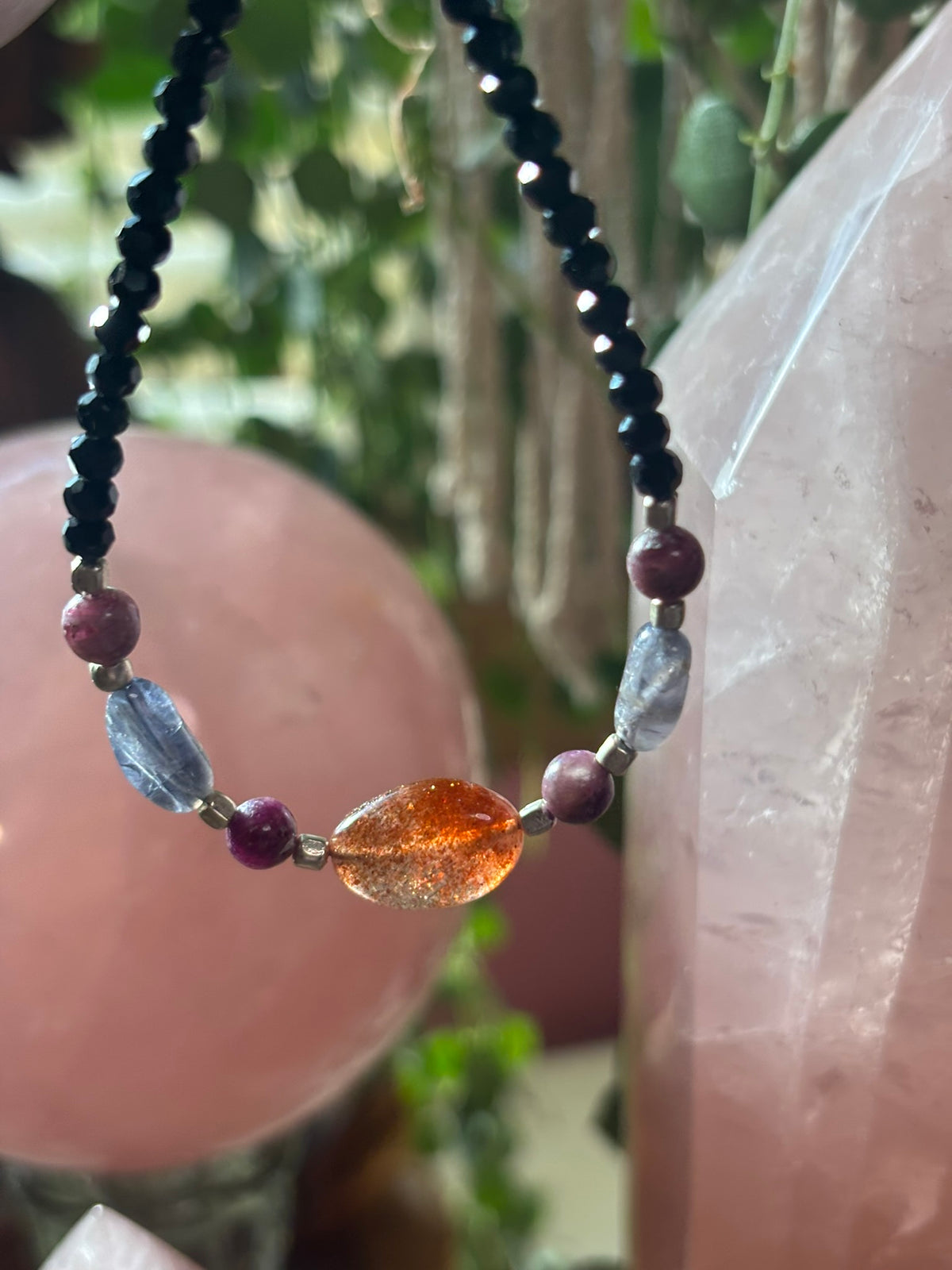 The Shadow Alchemist | Black Obsidian • Pink Tourmaline • Sunstone • Iolite