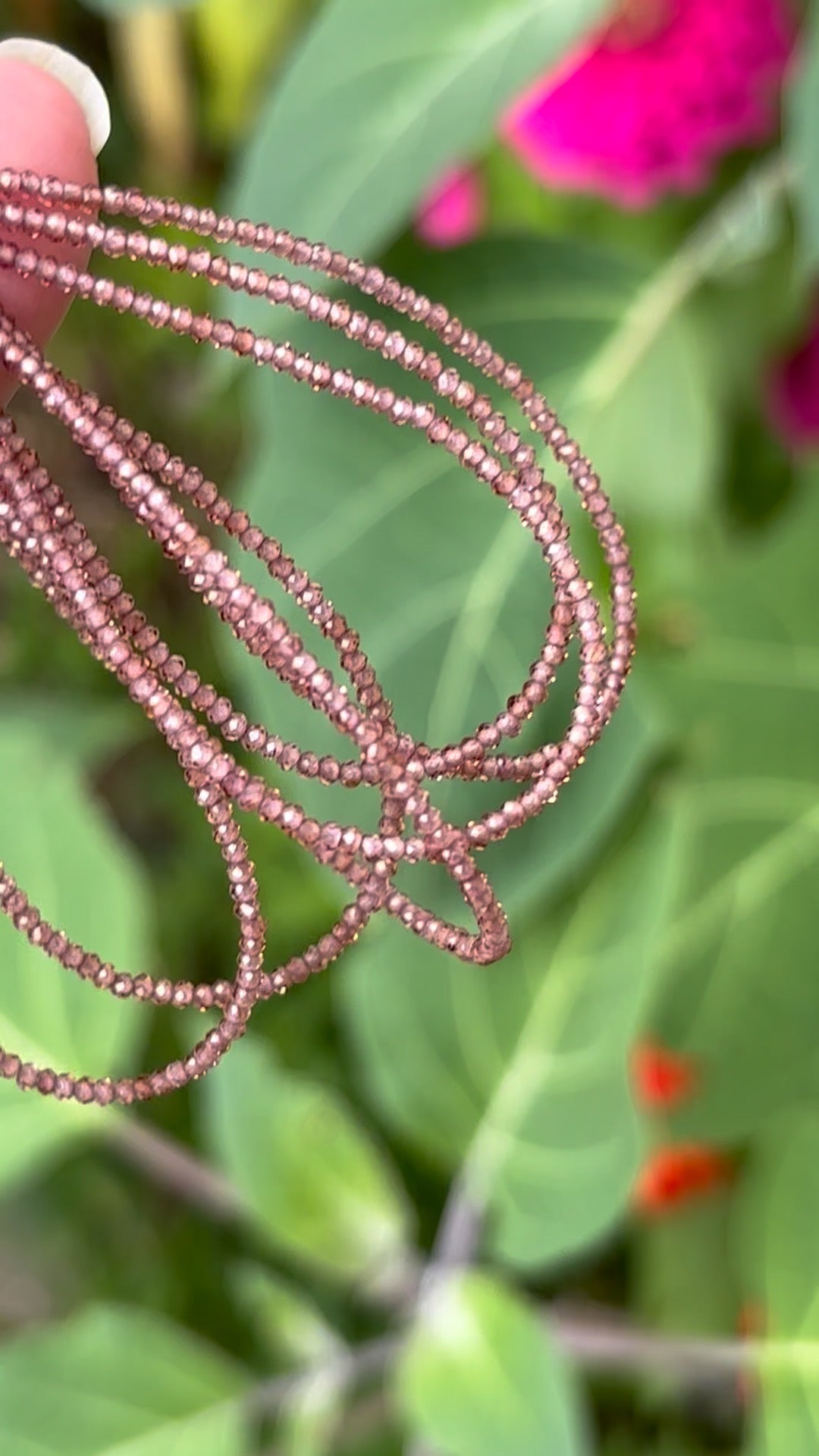 Pink Garnet AAA Faceted Gemstone Necklace - 925 Sterling Silver clasp