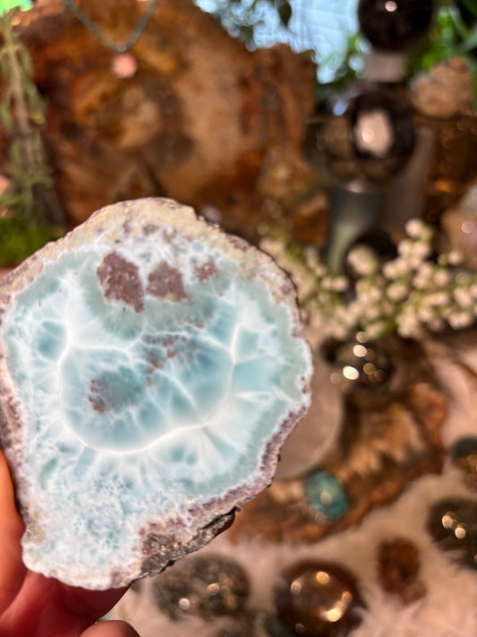 Larimar Slice - Polished one side