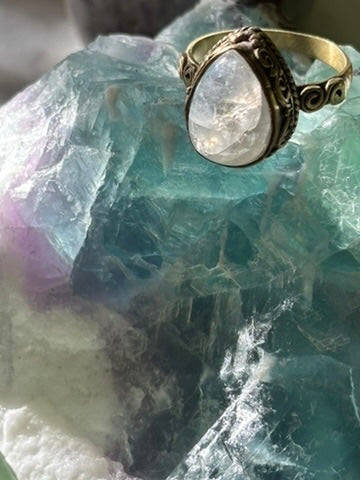 Rainbow Moonstone Ring size 8