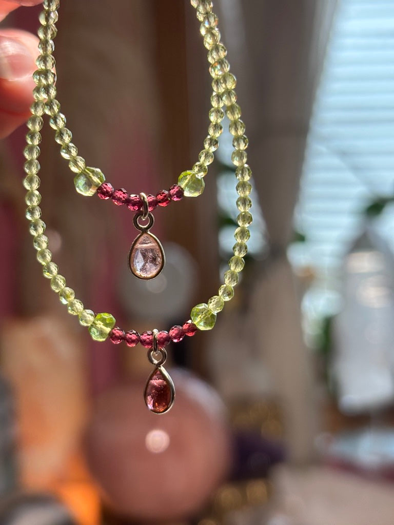 Solar Heart - Peridot, Rhodolite Garnet and Tourmaline