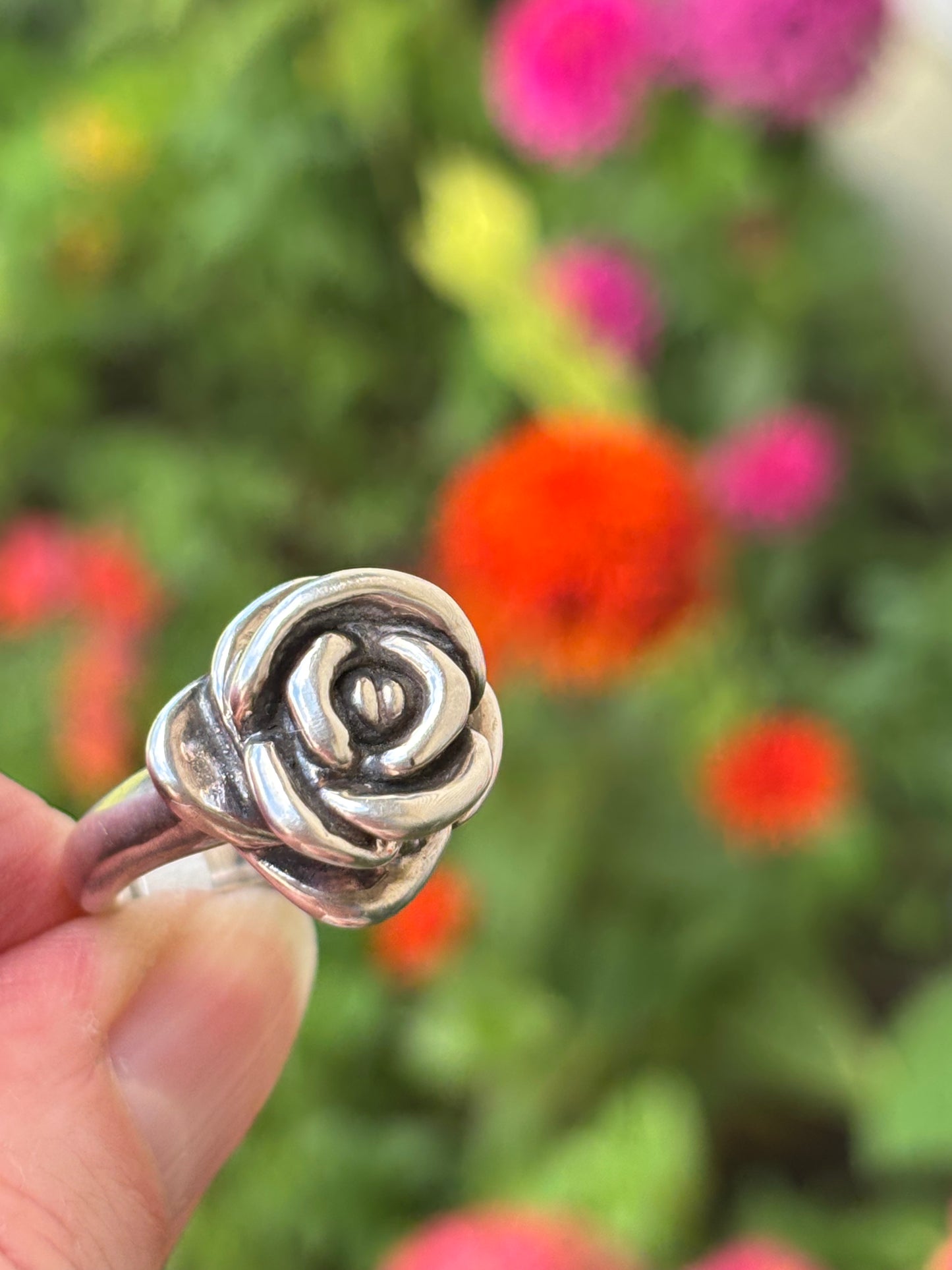 Sterling Silver ROSE Ring 6.5