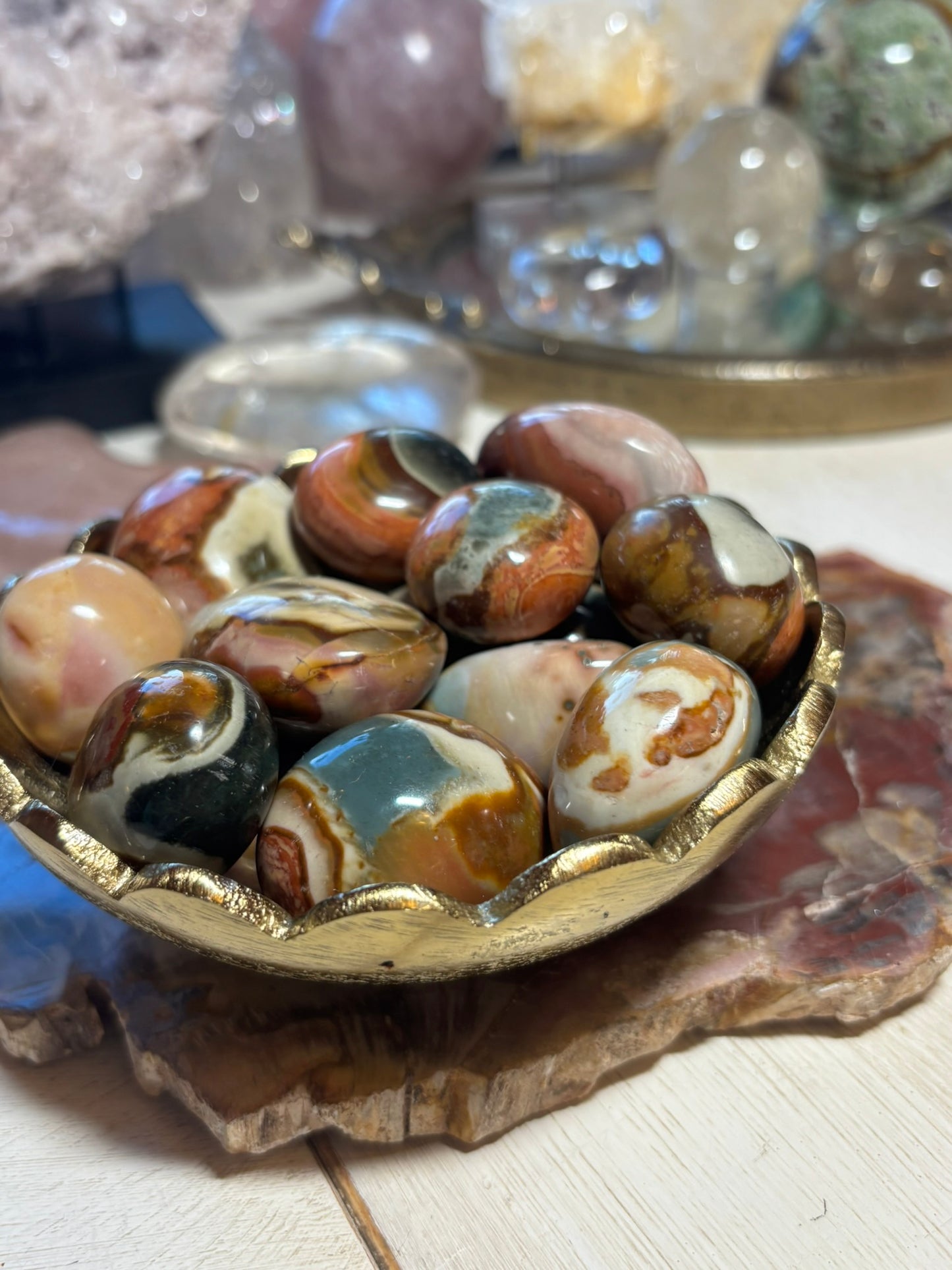 Polychrome Jasper Palm Stone SET - BUNDLE OF 3