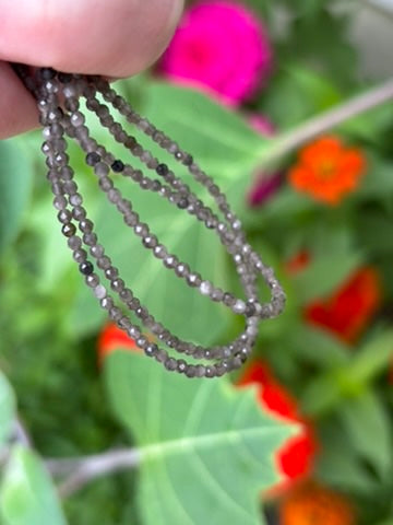 Black Moonstone Faceted Gemstone Necklace - 925 Sterling Silver clasp