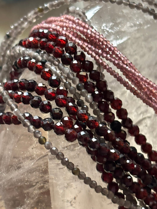 Pink Garnet AAA Faceted Gemstone Necklace - 925 Sterling Silver clasp