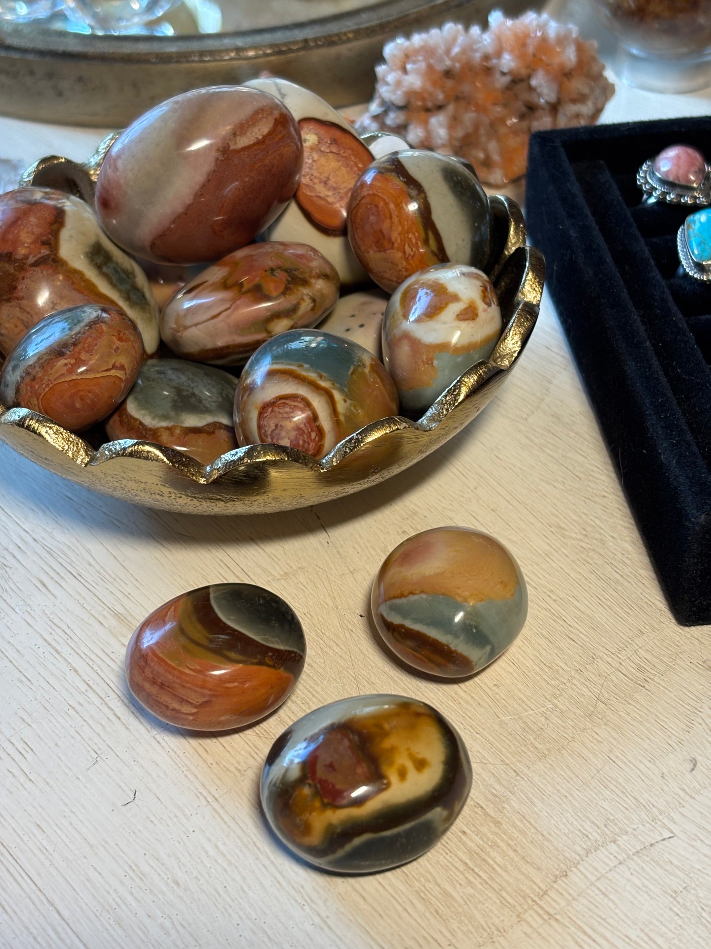 Polychrome Jasper Palm Stone SET - BUNDLE OF 3