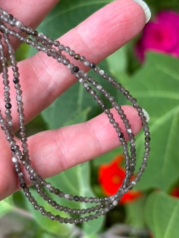 Black Moonstone Faceted Gemstone Necklace - 925 Sterling Silver clasp