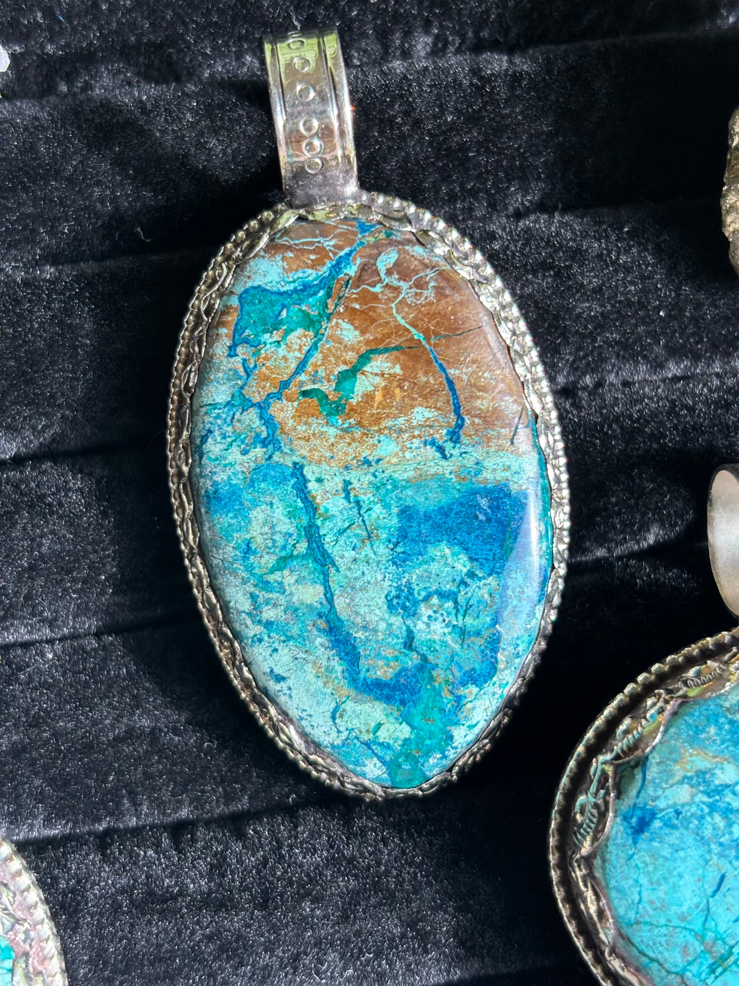 Chrysocolla pendant - Tibetan Silver
