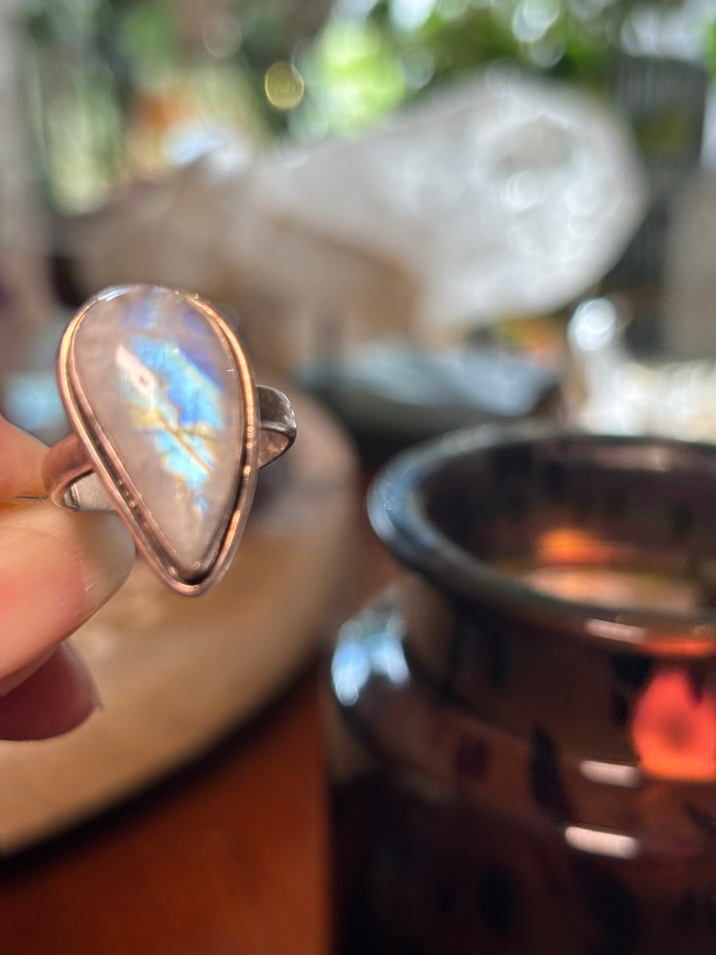 Rainbow Moonstone Ring size 7