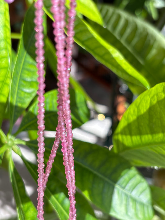 Pink Tourmaline Faceted Gemstone Necklace - 925 Sterling Silver clasp