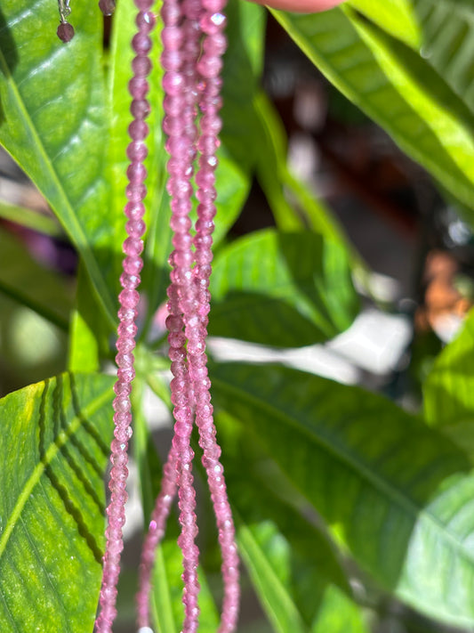 Pink Tourmaline Faceted Gemstone Necklace - 925 Sterling Silver clasp