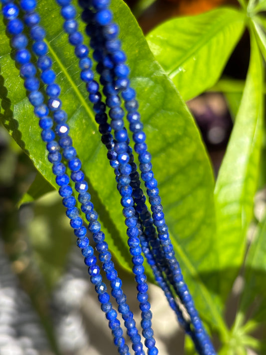 Lapis Lazuli Faceted Gemstone Necklace - 925 Sterling Silver clasp