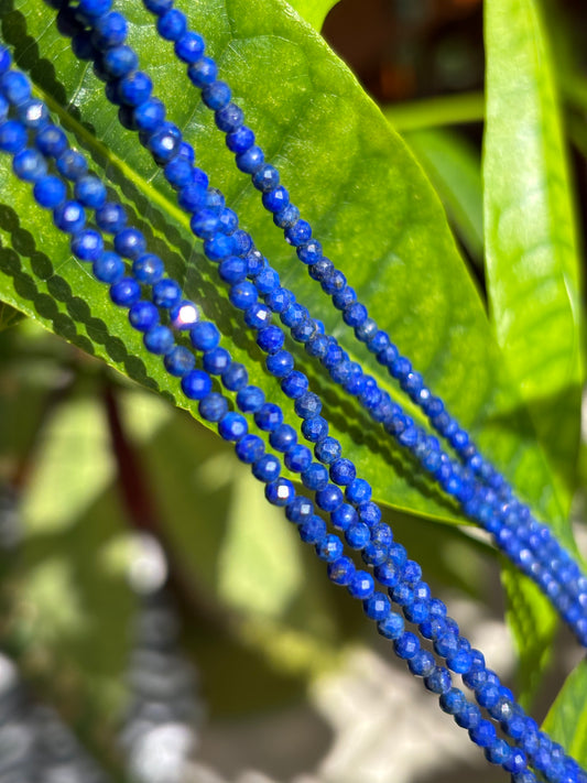 Lapis Lazuli Faceted Gemstone Necklace - 925 Sterling Silver clasp
