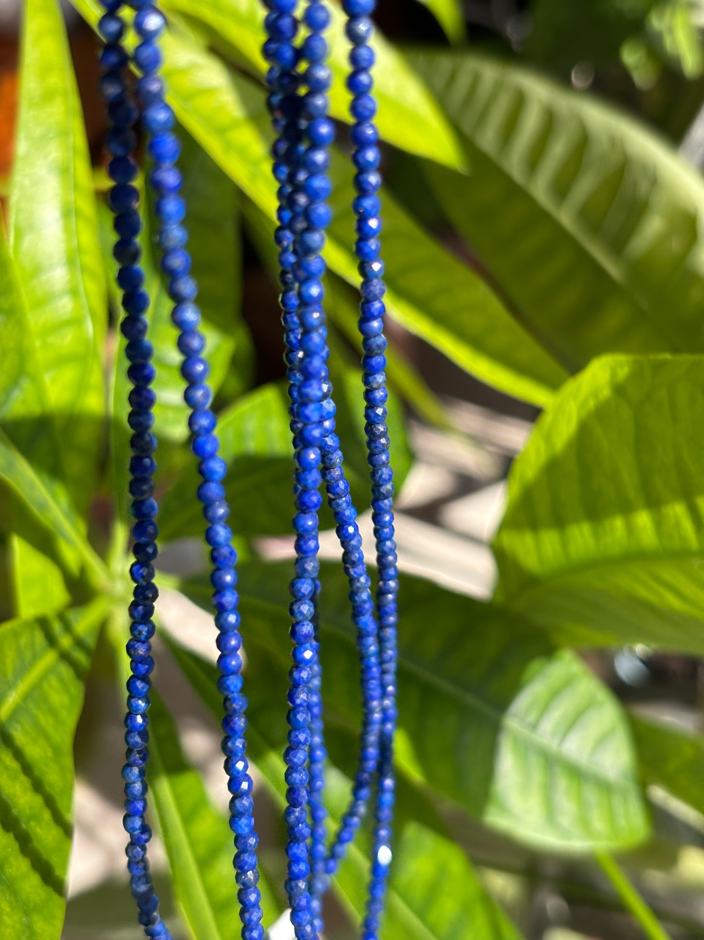 Lapis Lazuli Faceted Gemstone Necklace - 925 Sterling Silver clasp