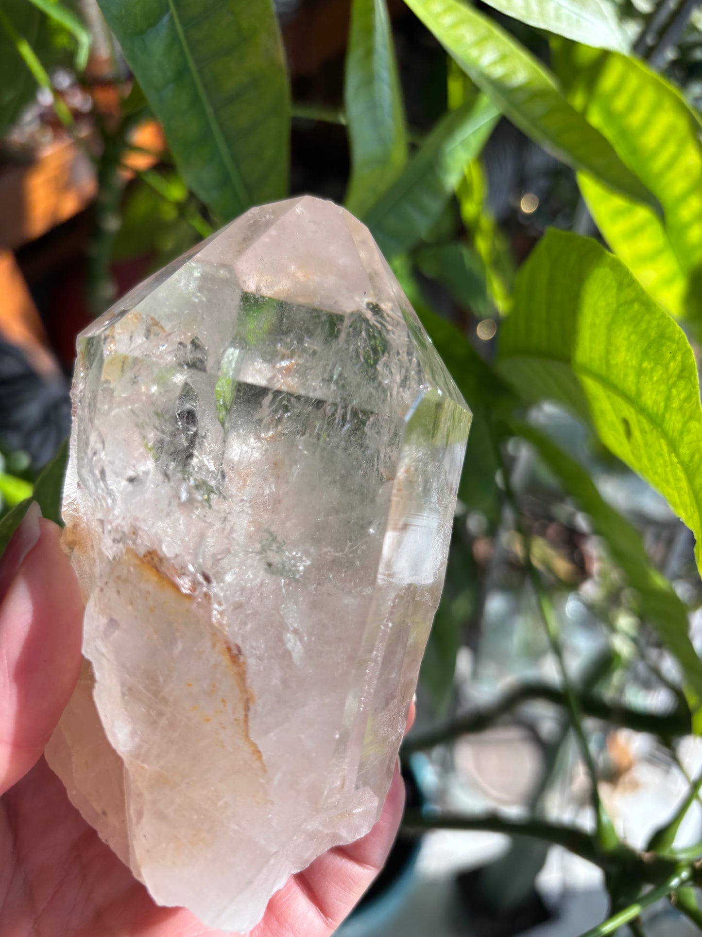 Smokey Quartz Point with Calcite inclusions - Brazil