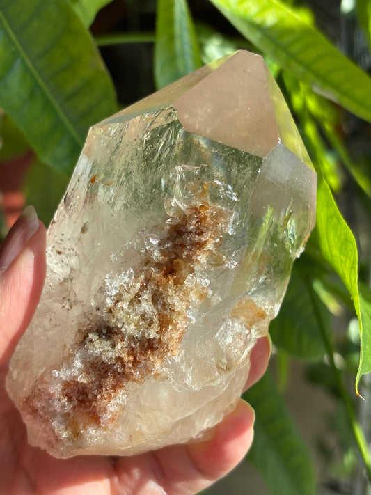 Smokey Quartz Point with Calcite inclusions - Brazil