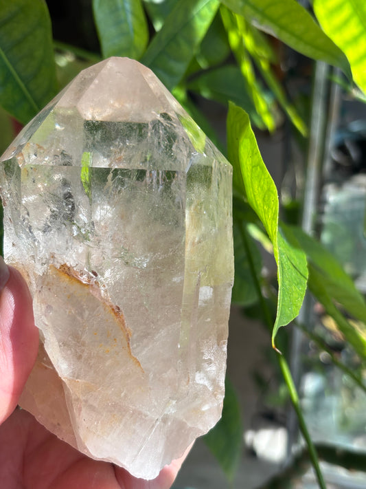 Smokey Quartz Point with Calcite inclusions - Brazil