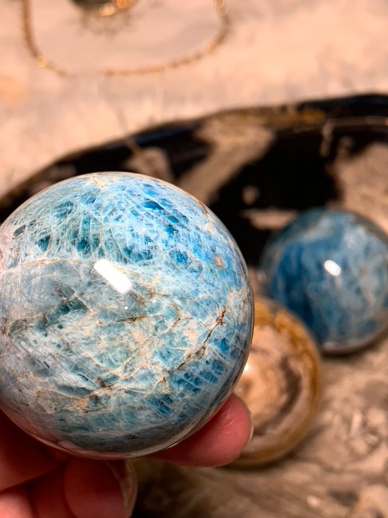 Blue Apatite Sphere - Madagascar