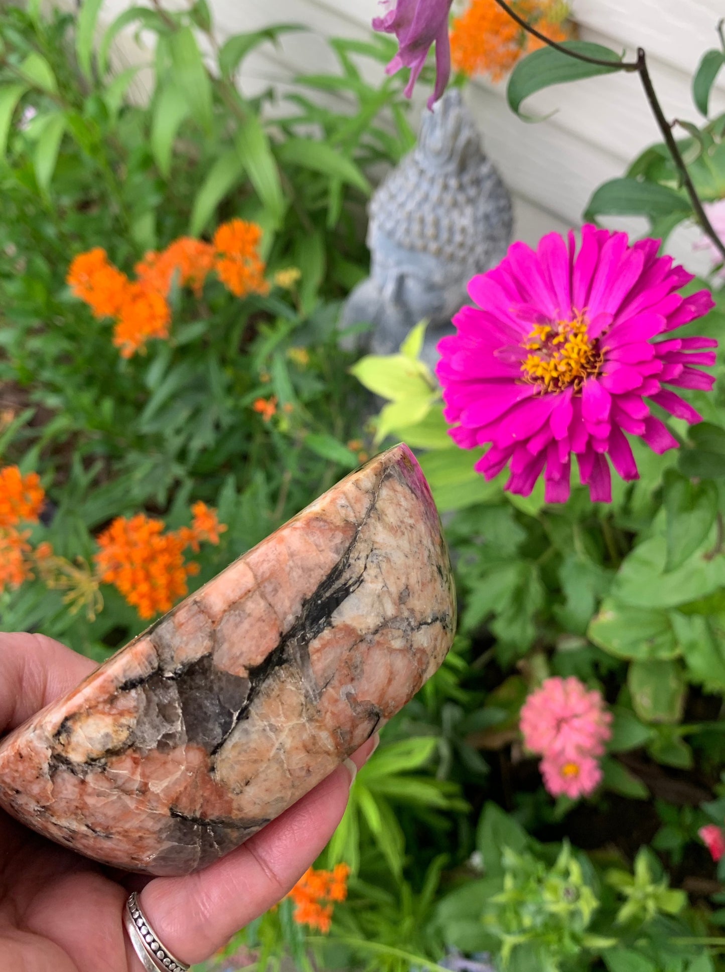 Smokey Quartz and Black Tourmaline in Feldspar bowl - Madagascar