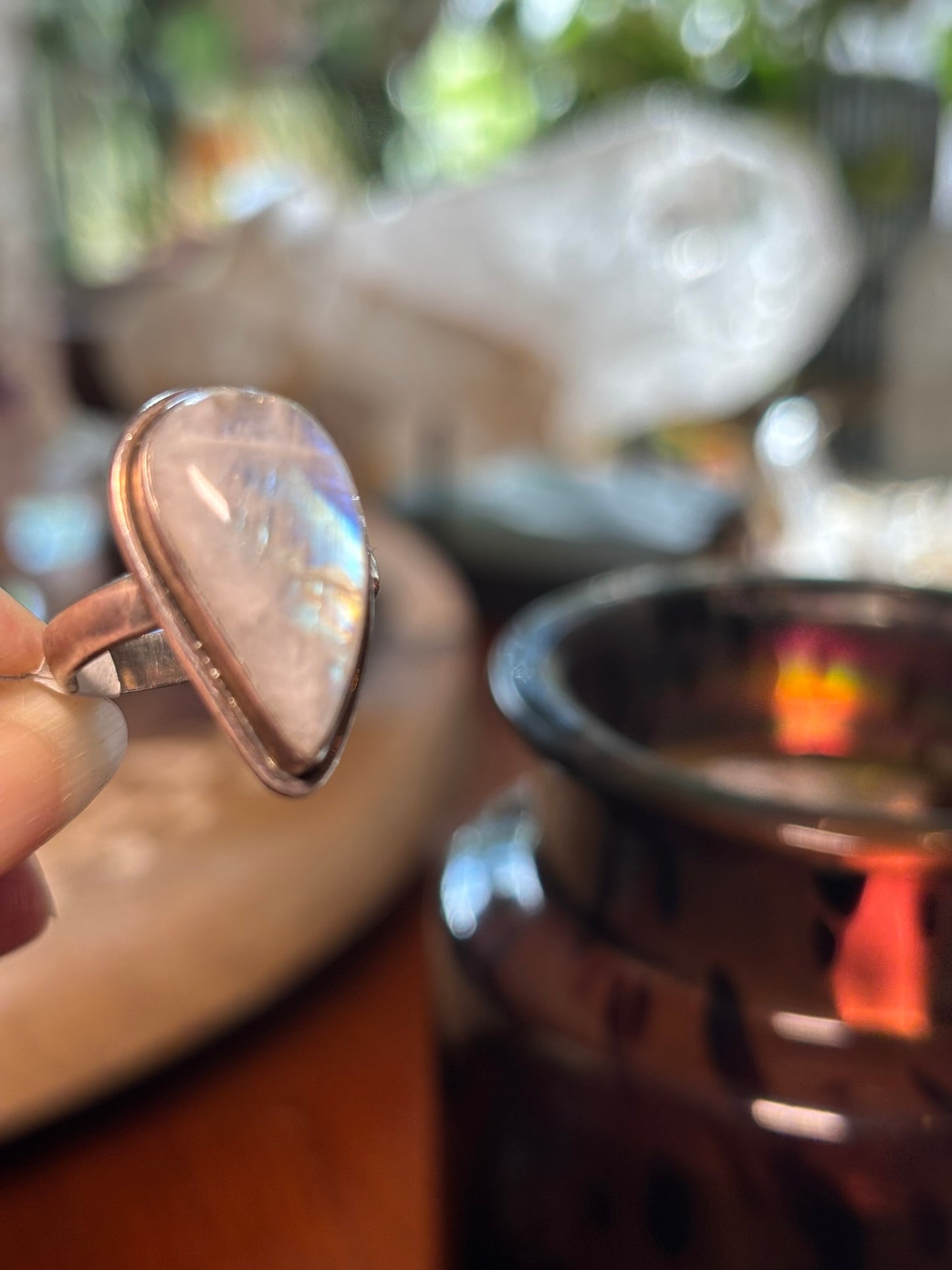 Rainbow Moonstone Ring size 7