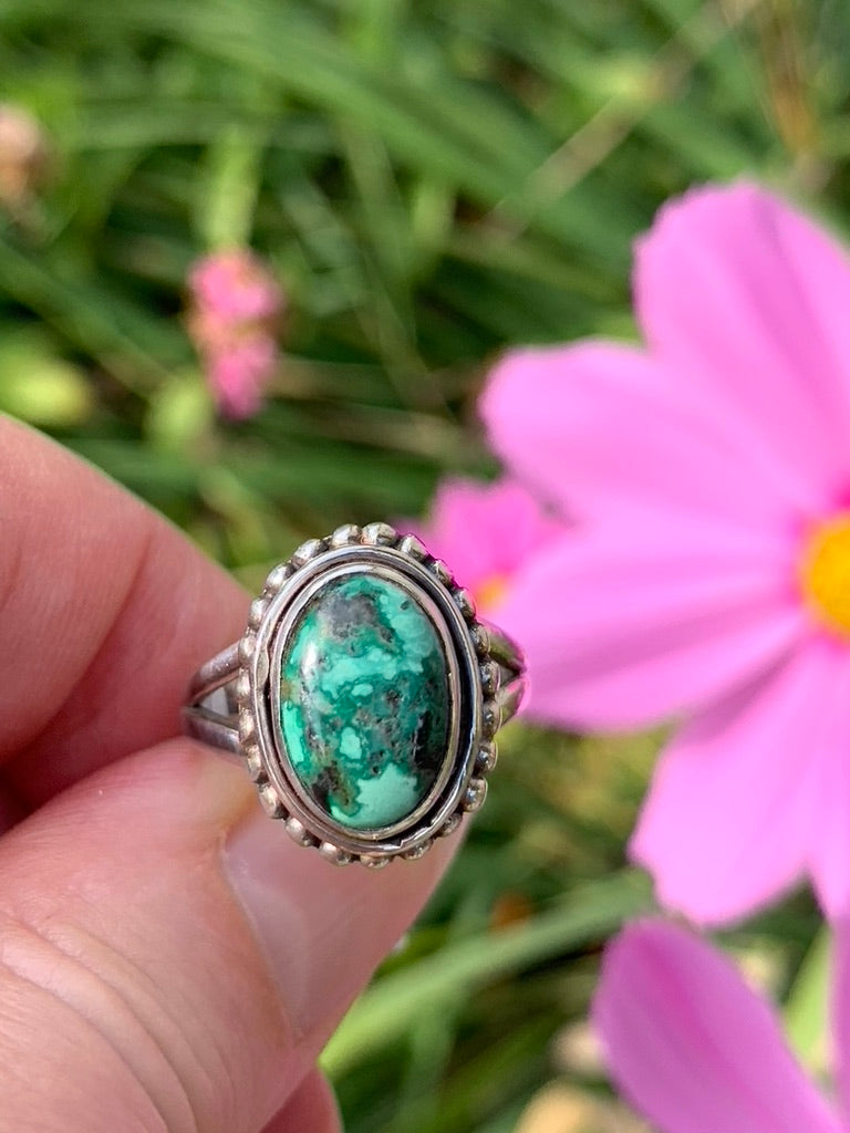 Turquoise with Malachite Ring size 6