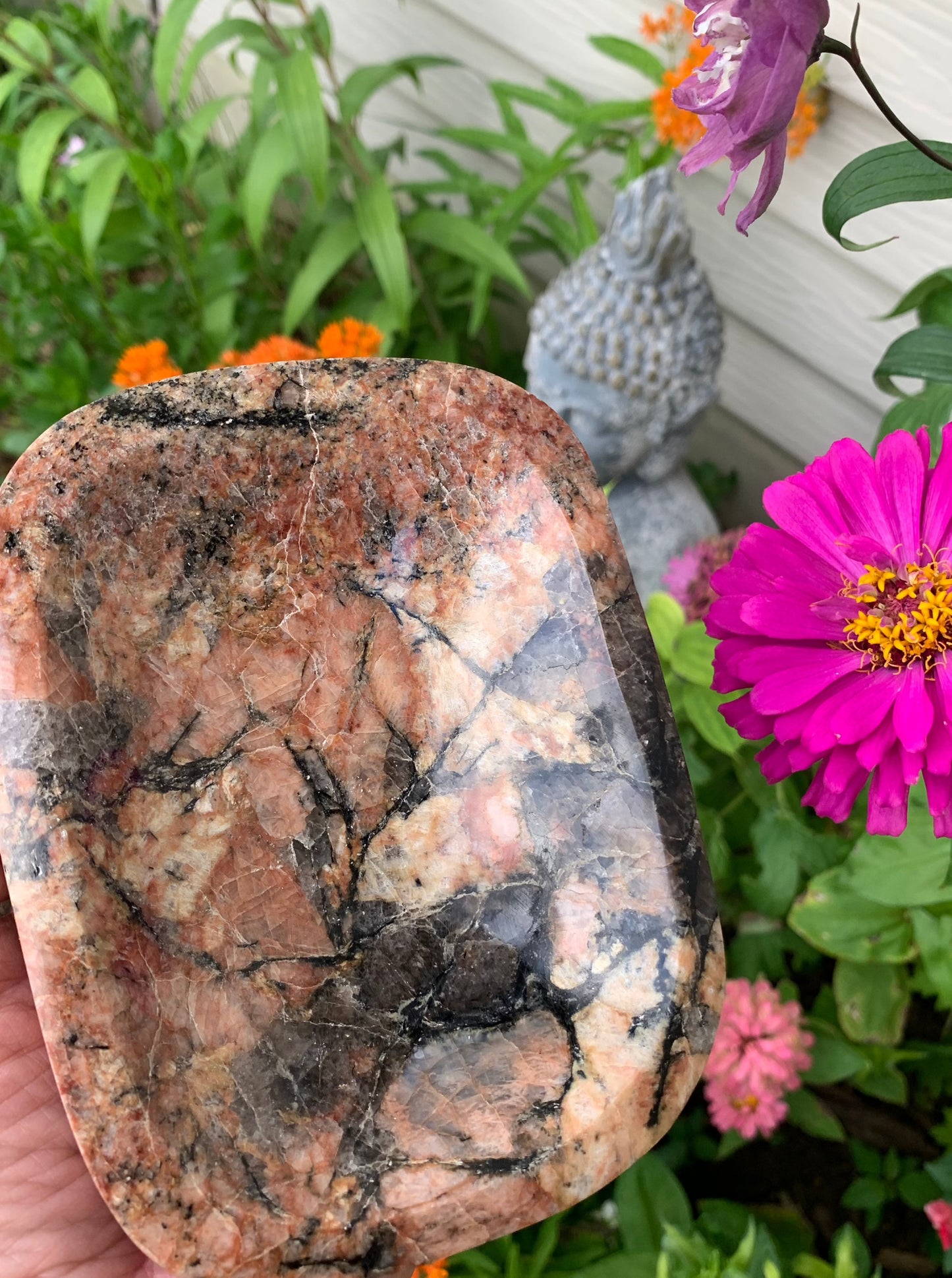 Smokey Quartz and Black Tourmaline in Feldspar bowl - Madagascar