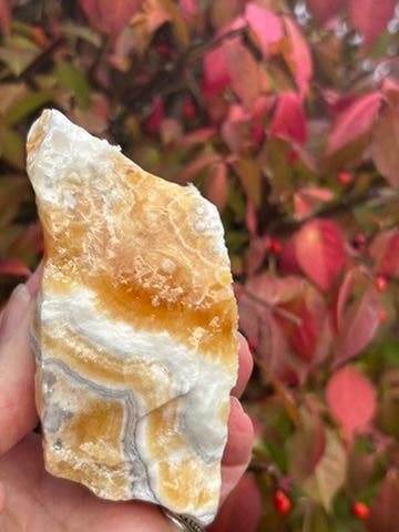 Zebra Calcite with Orange Calcite - Mexico