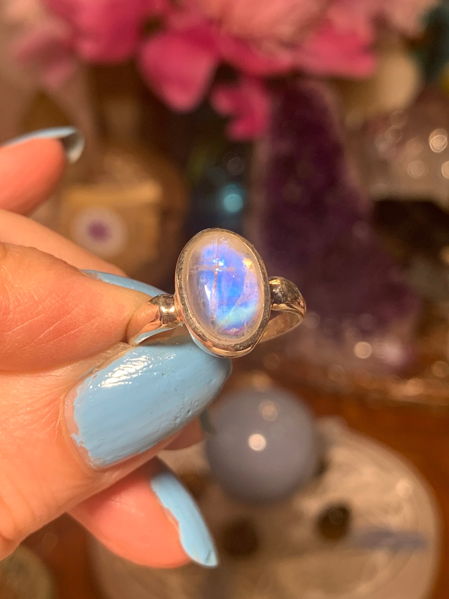 Rainbow Moonstone Ring size 8