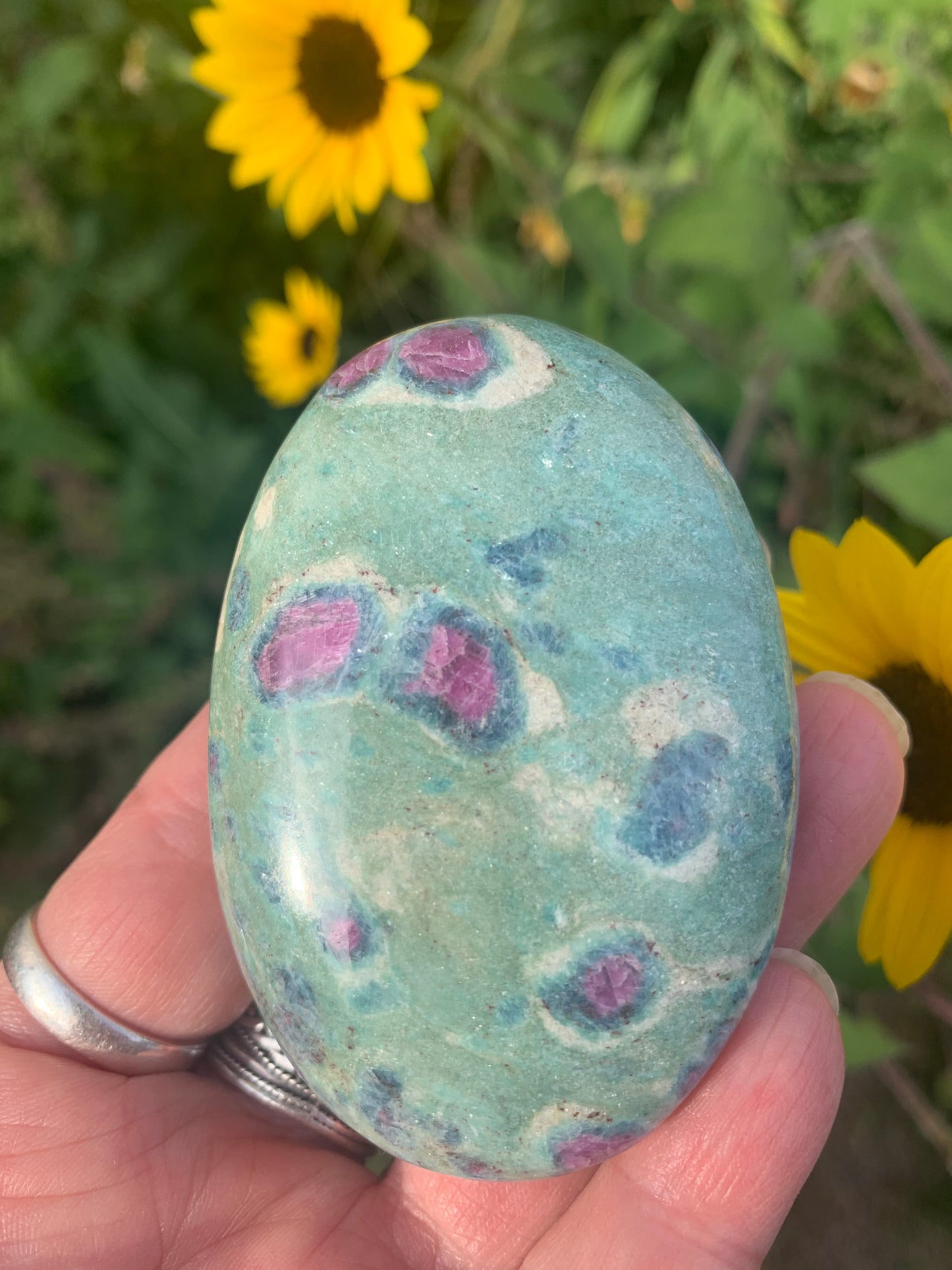 Ruby Fuchsite Palm Stone - India