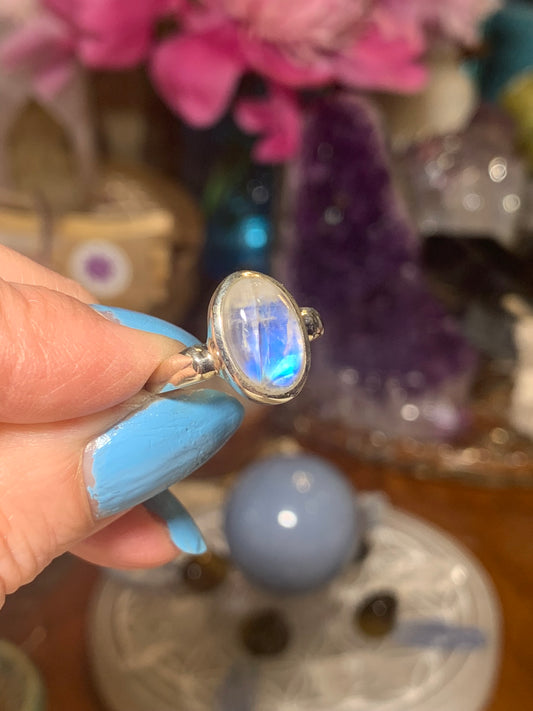 Rainbow Moonstone Ring size 8