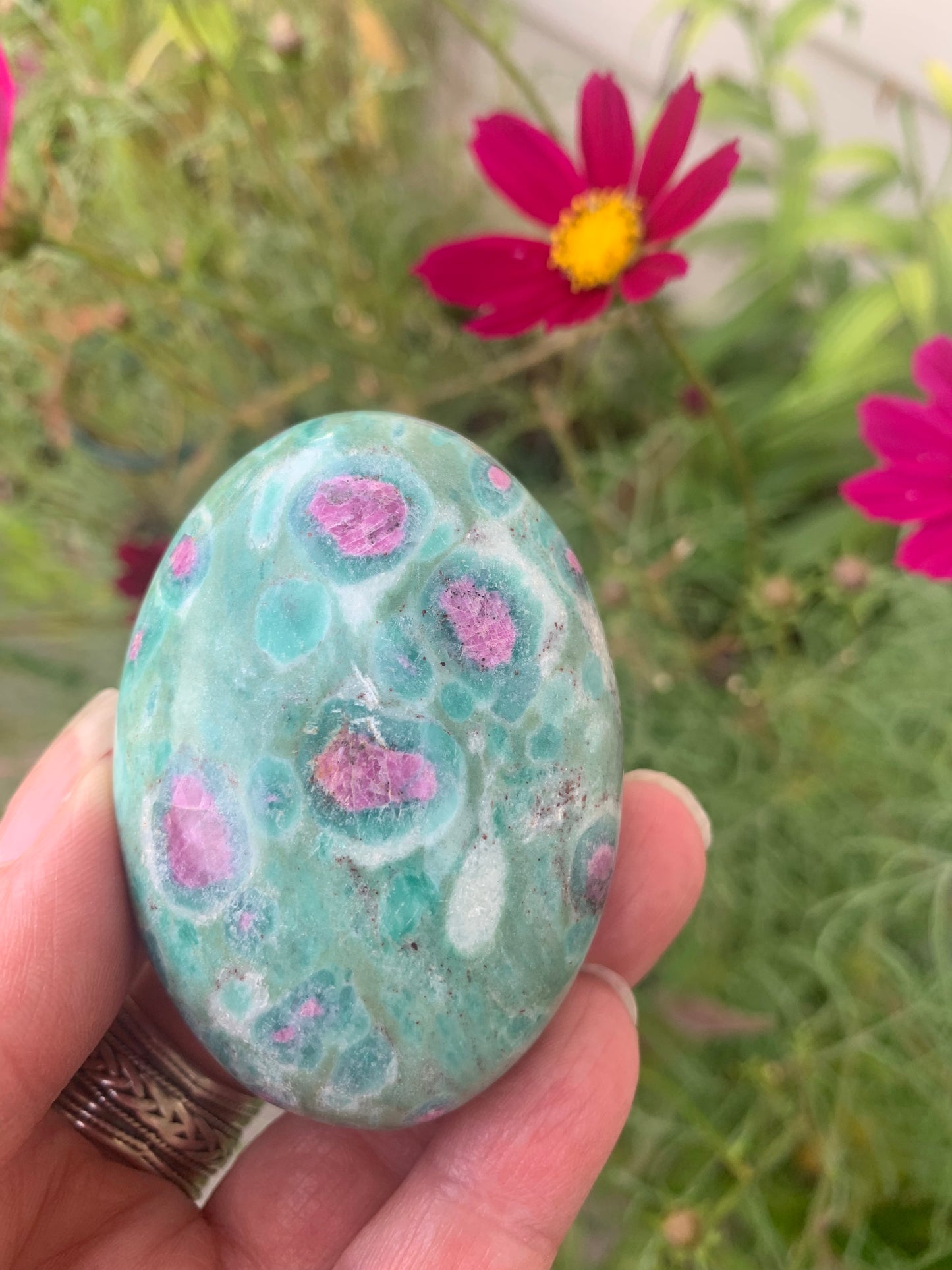 Ruby Fuchsite Palm Stone - India