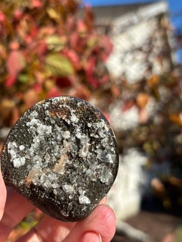 Septarian Druzy Dragon Egg with Calcite crystals - Madagascar