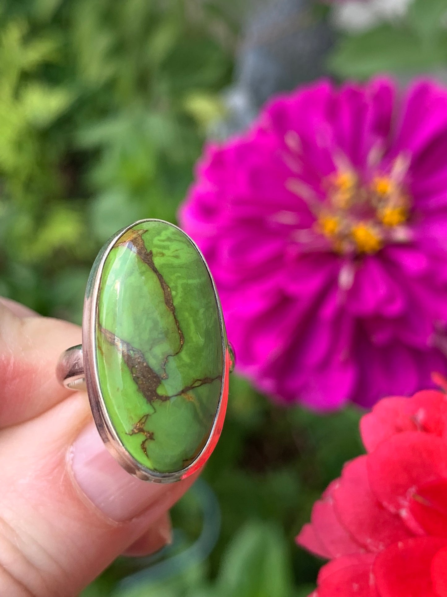 Green Copper Mojave Turquoise - Ring Size 6