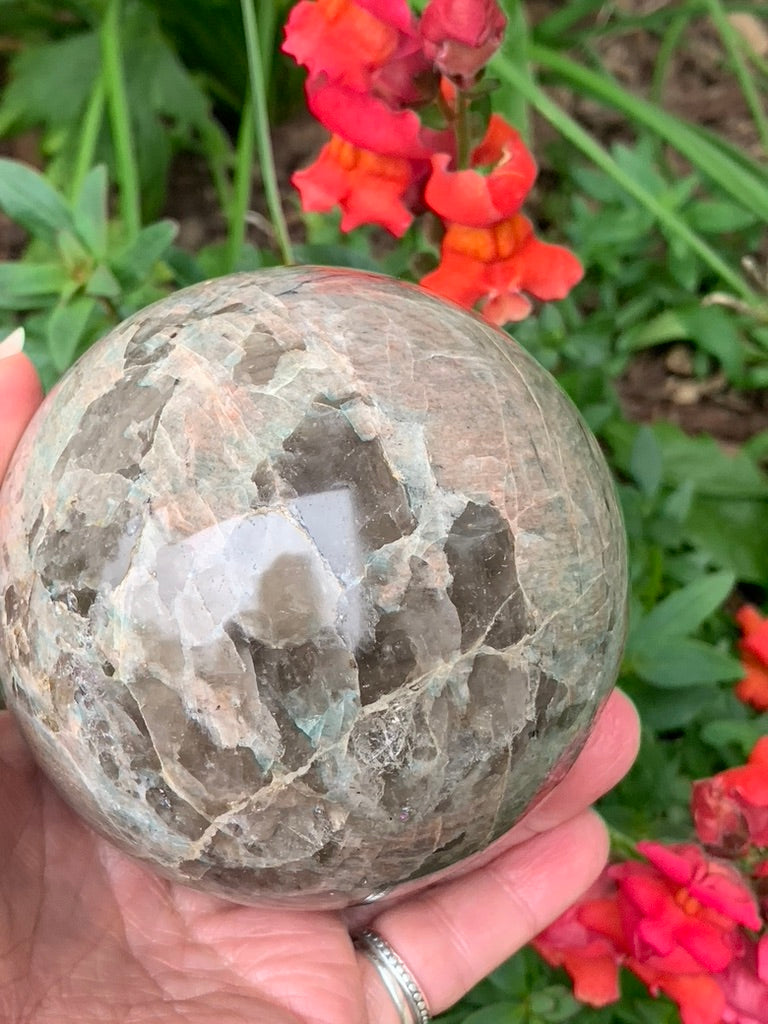 Amazonite with Smokey Quartz Sphere