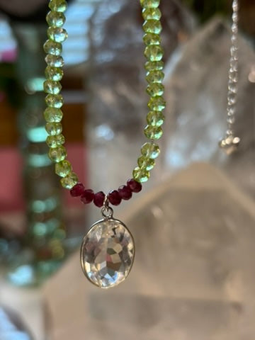 Celestial Gate — Peridot, Red Spinel and Lemurian Quartz