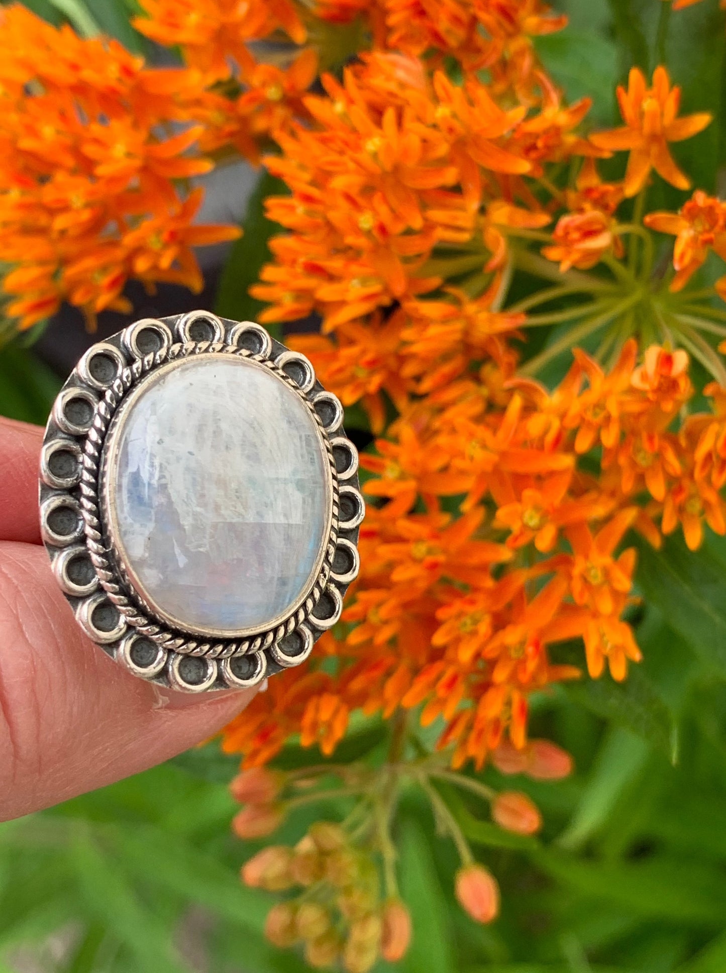 Rainbow Moonstone Ring size 7