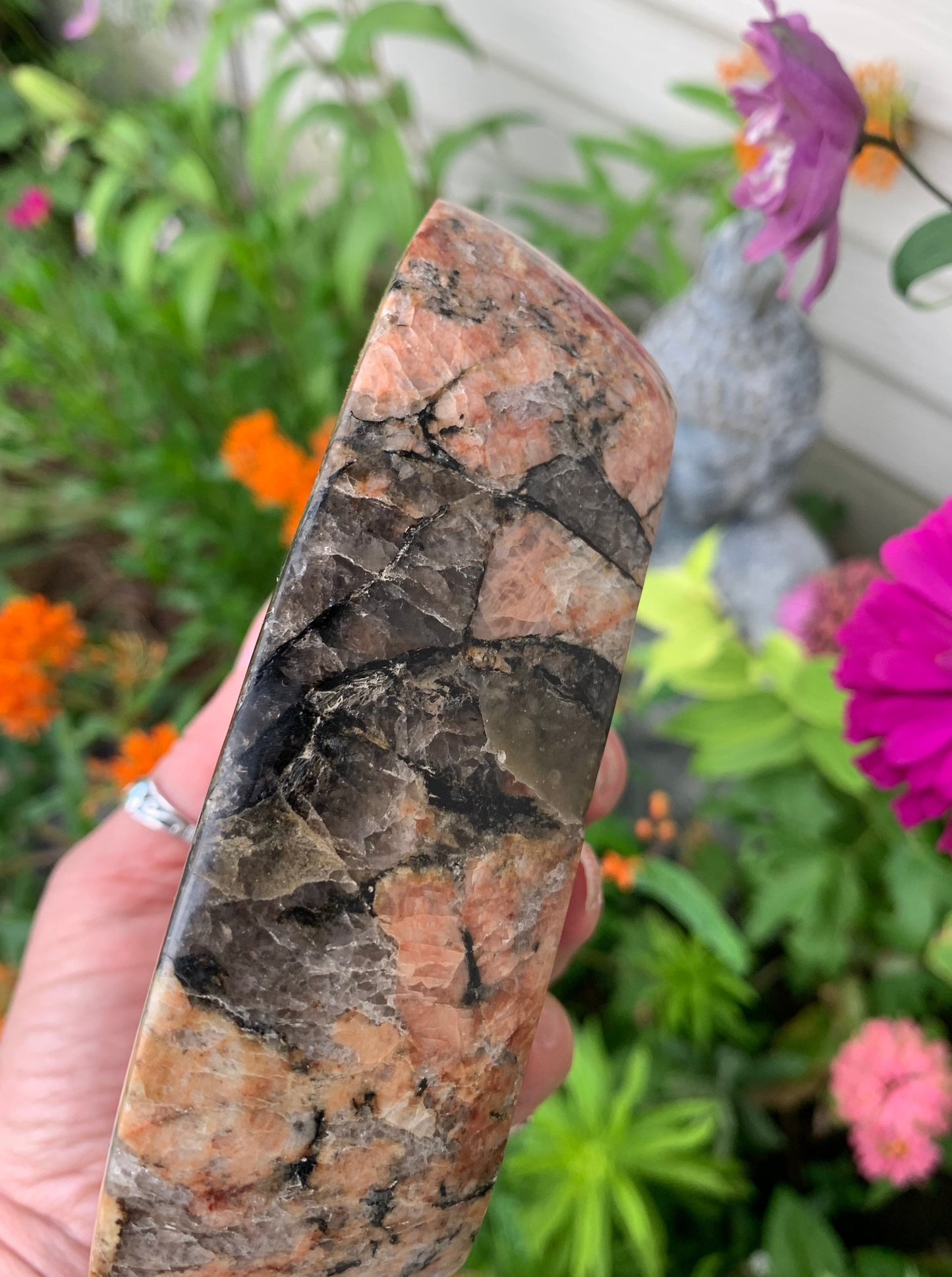 Smokey Quartz and Black Tourmaline in Feldspar bowl - Madagascar