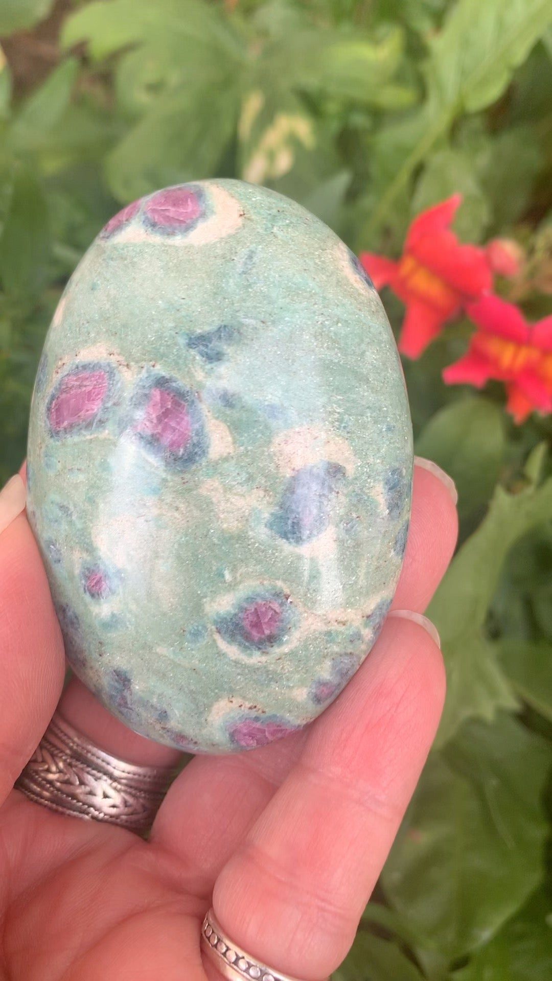 Ruby Fuchsite Palm Stone - India