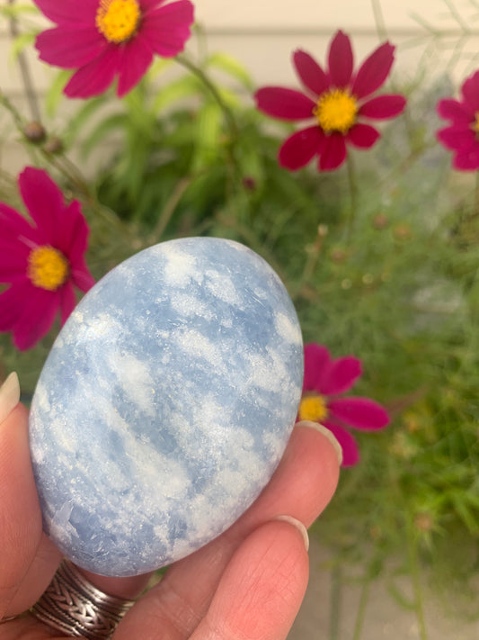 Blue Calcite Palm Stone