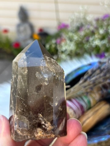Smokey Quartz with Garden and Rutile