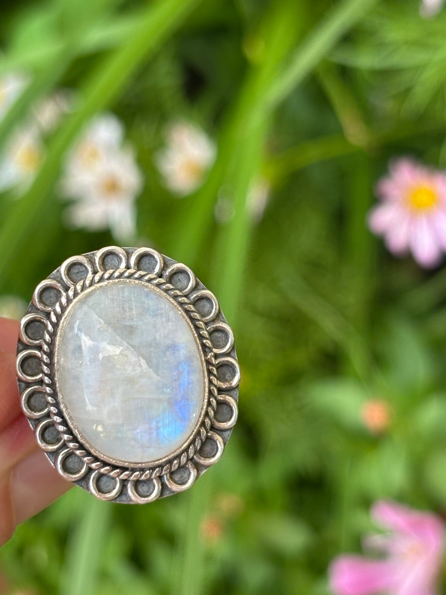 Rainbow Moonstone Ring size 8.5