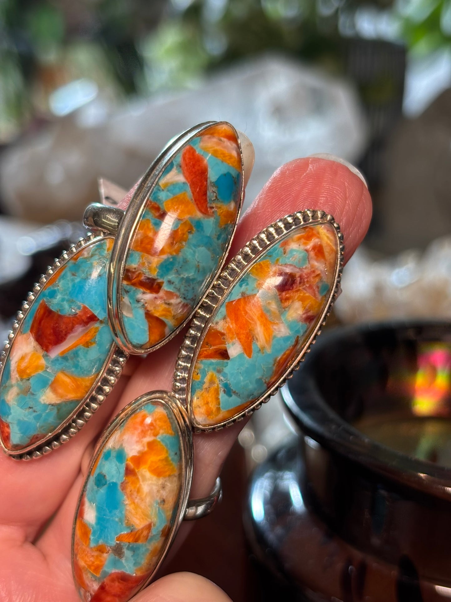 Spiny Oyster and Turquoise Rings