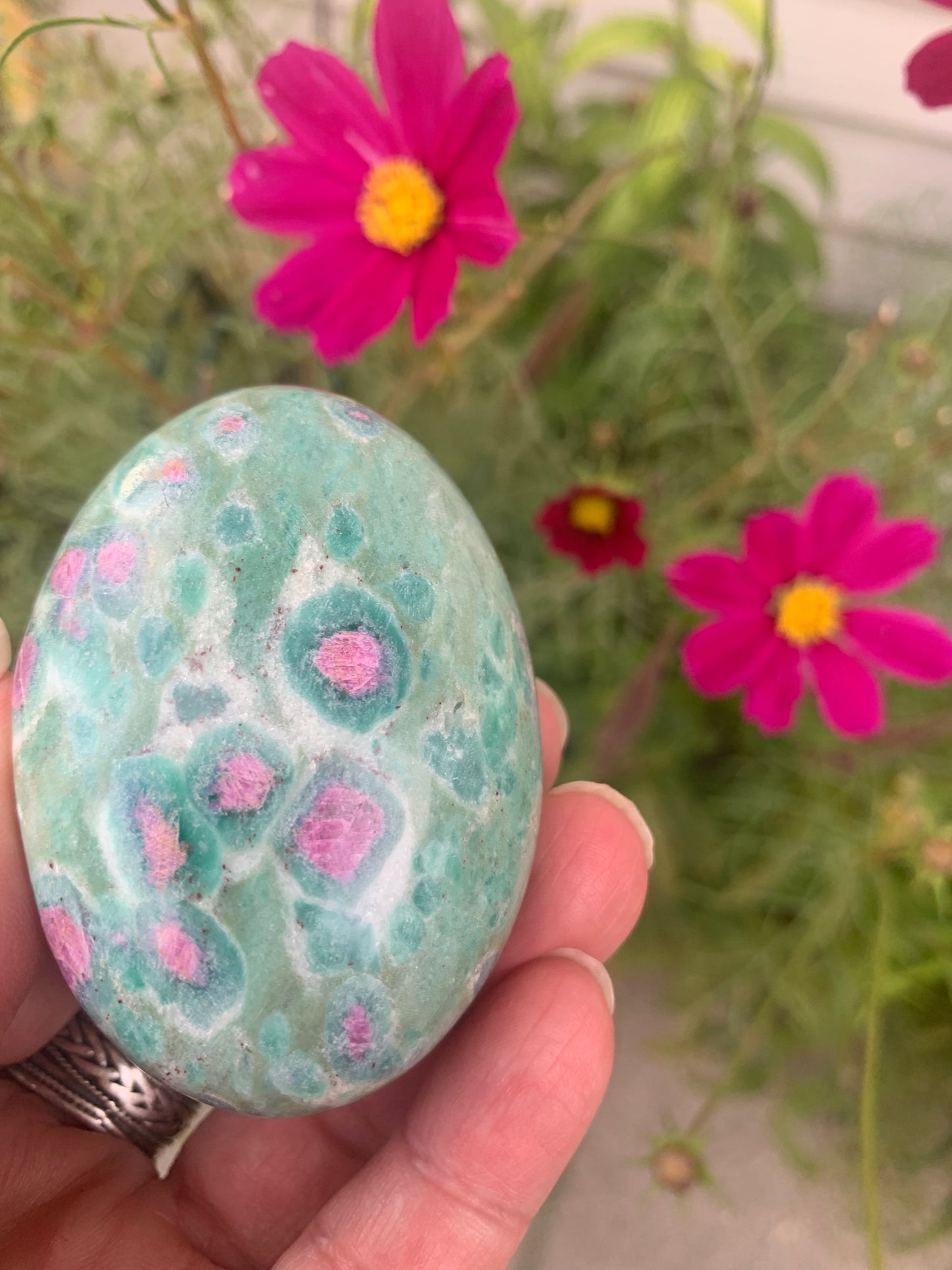 Ruby Fuchsite Palm Stone - India