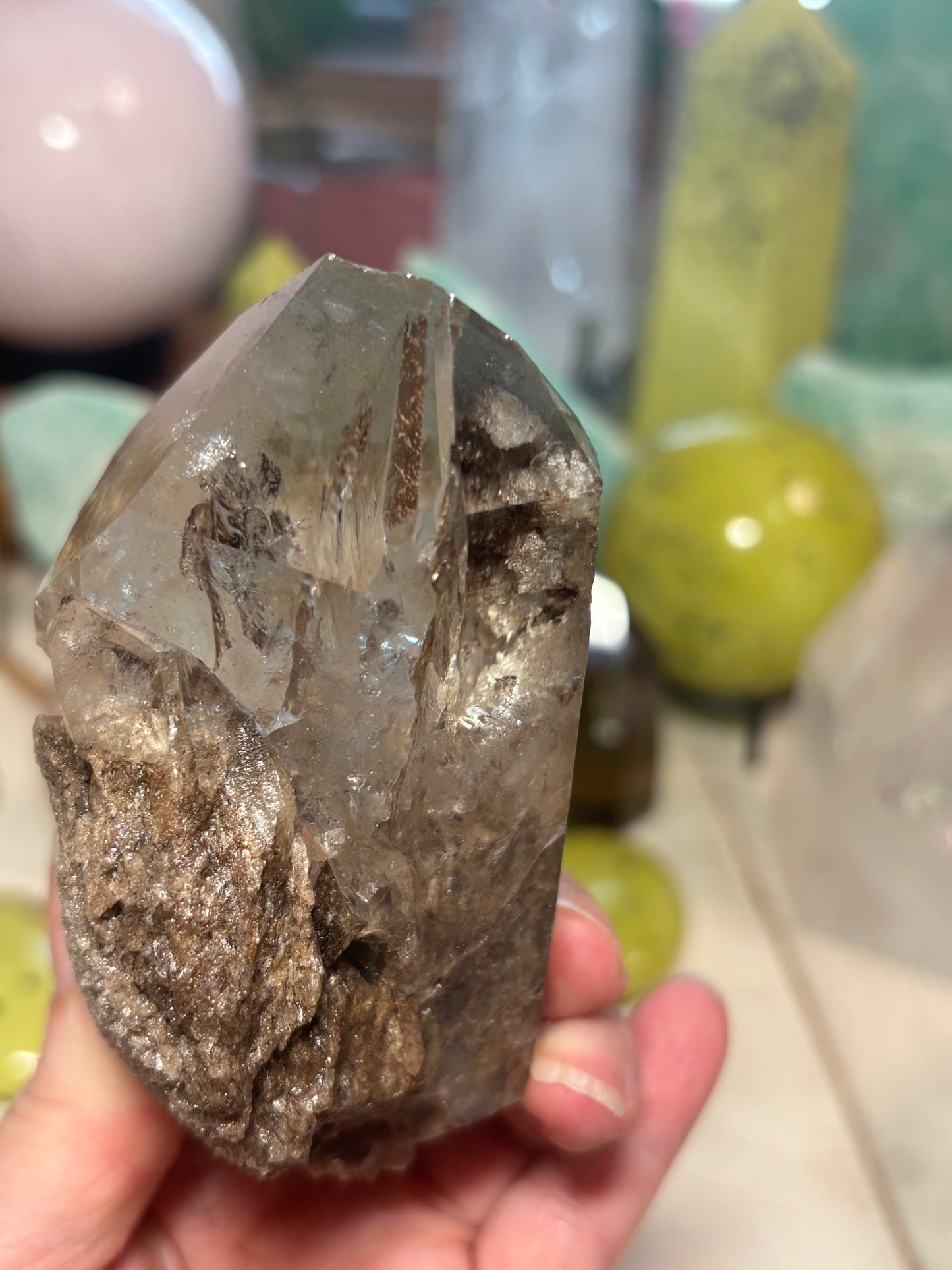 Smokey Garden Quartz with inclusions - Point - Brazil