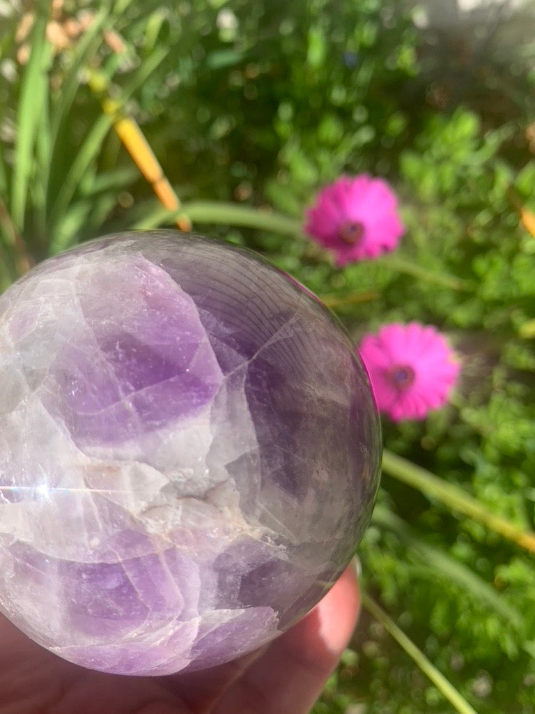 Dream Amethyst with Smokey Quartz Sphere - Madagascar